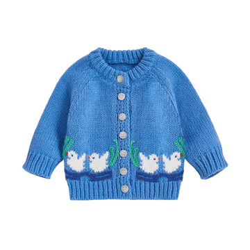 MQTIME  -  Adorable Infant Knitted Cardigan with Cute Duck Design Cozy Round Neck Button-up Sweater for Baby s Casual Winter Wardrobe